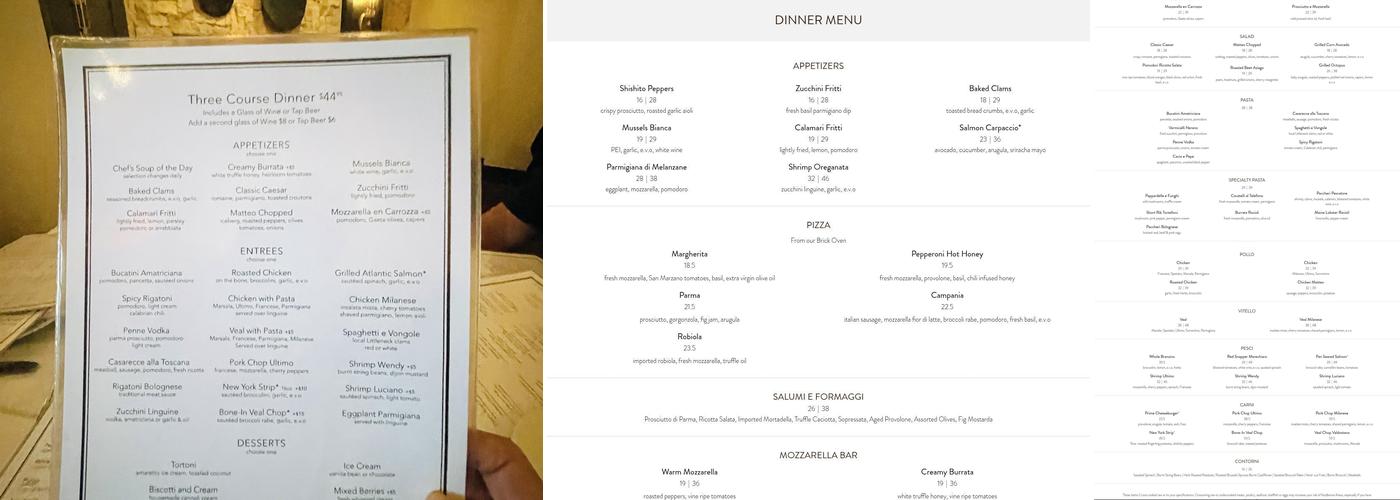 Matteo's of Huntington Menu