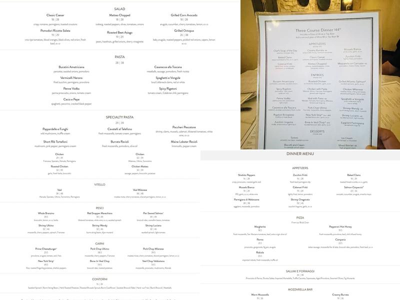 Matteo's of Huntington Menu