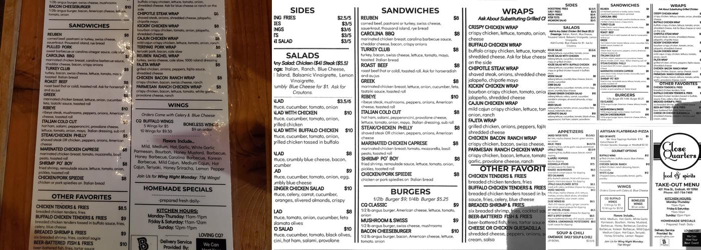 Close Quarters Menu