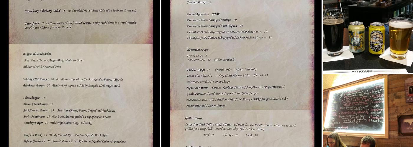 Whiskey Hill Saloon Menu