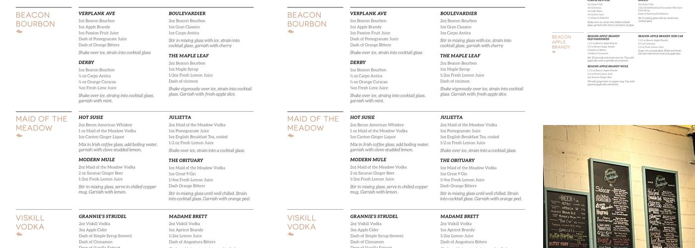Denning's Point Distillery Menu