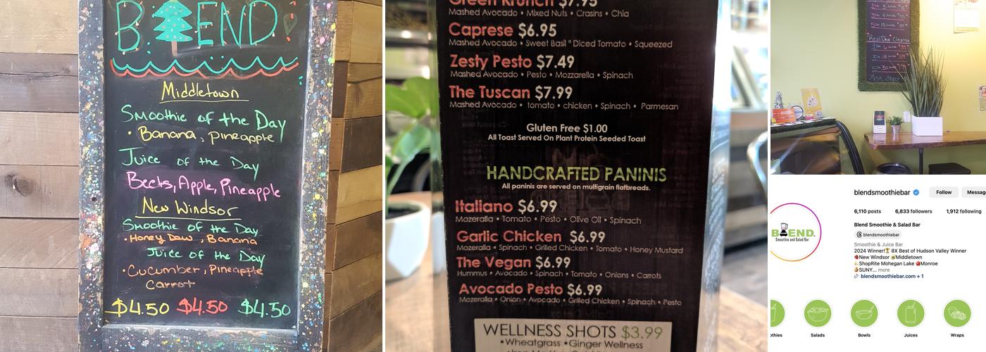 Blend Smoothie and Salad Bar- Middletown Menu