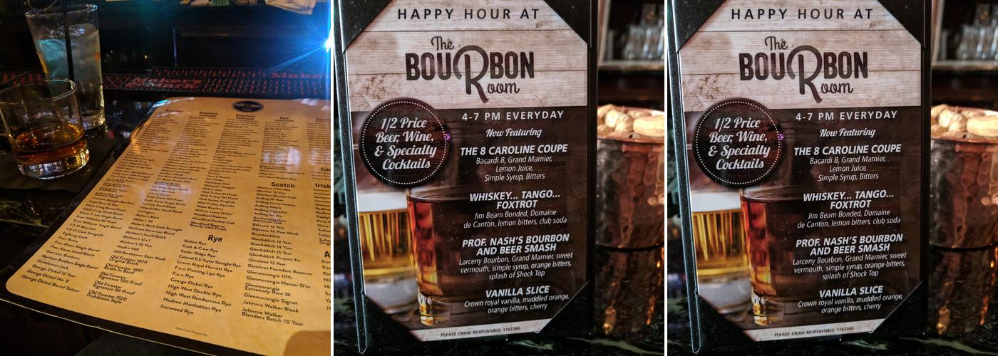 The Bourbon Room Menu
