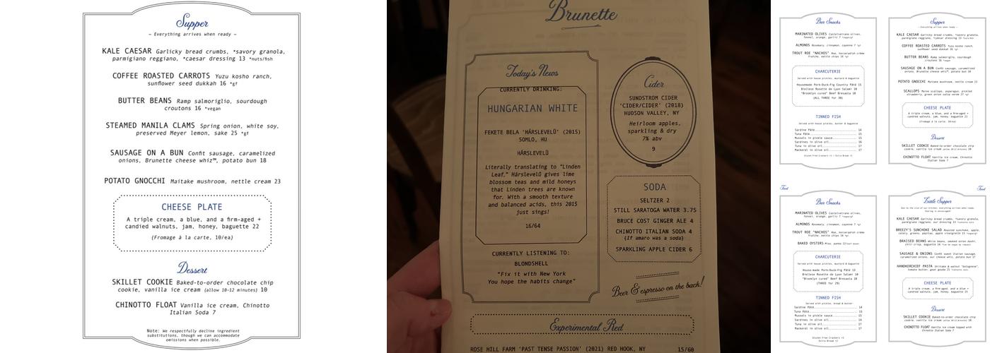 Brunette Menu