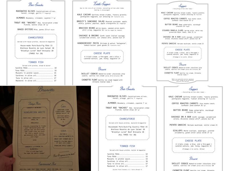 Brunette Menu