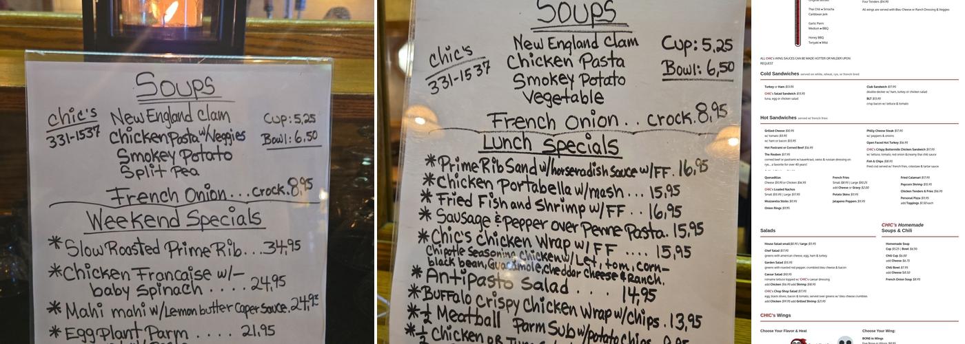 Chic's Menu