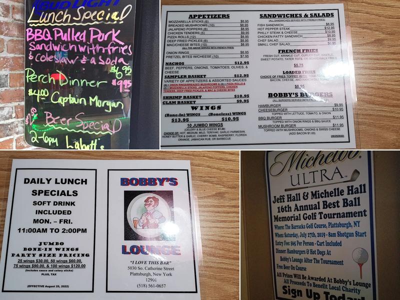 Bobby's Lounge Menu