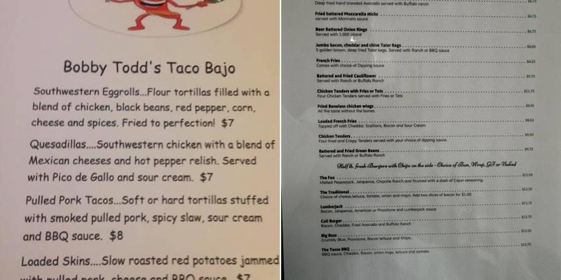 Foxy's Menu