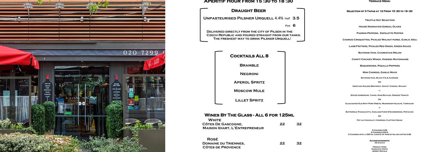 Galvin Restaurants Head Office Menu