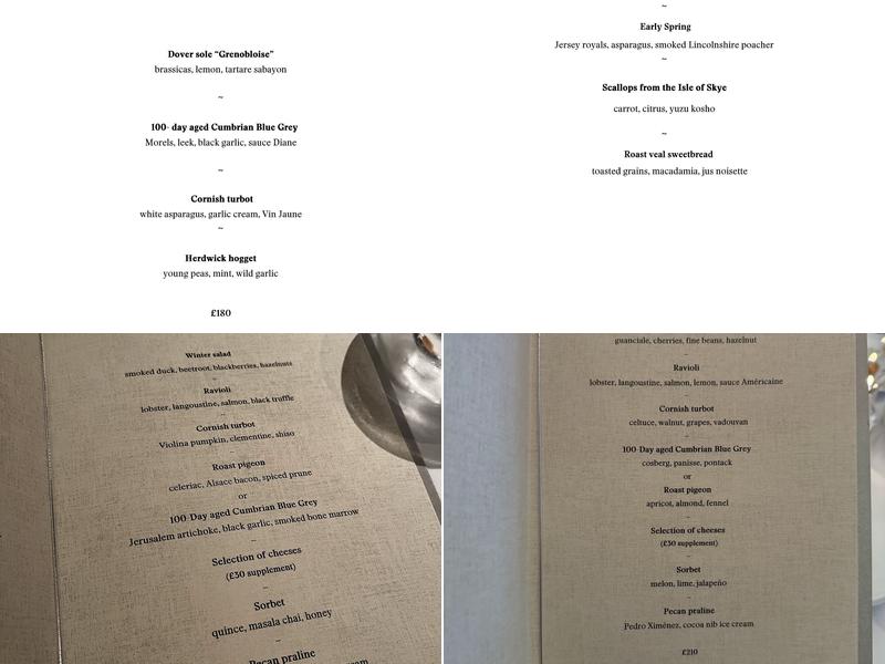 Restaurant Gordon Ramsay Menu