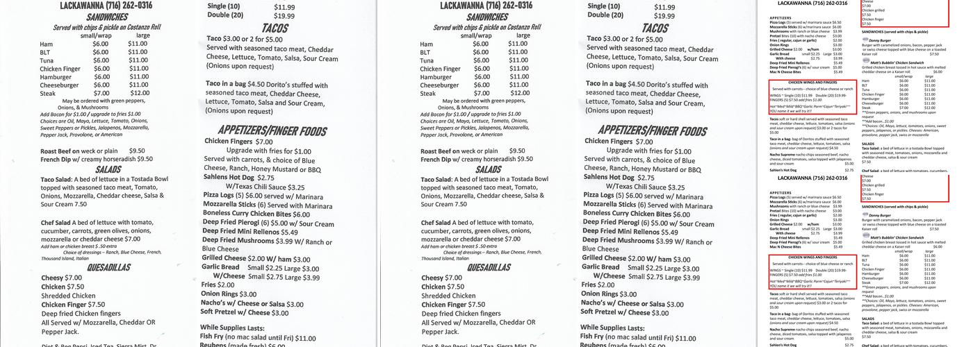 Ice House Pub Menu