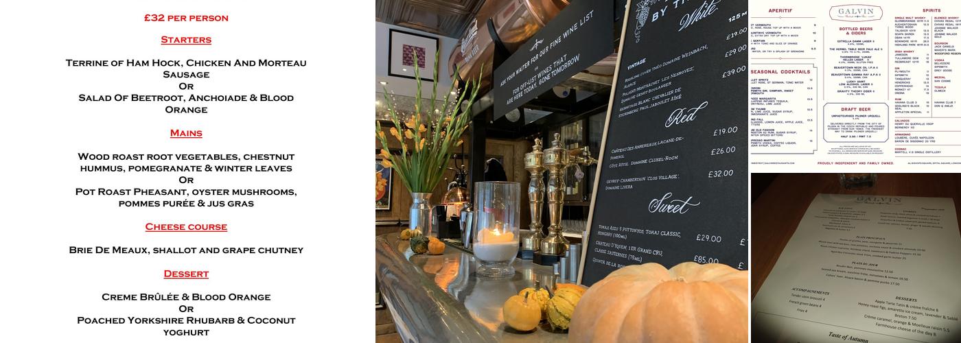 Galvin Bistrot & Bar Menu