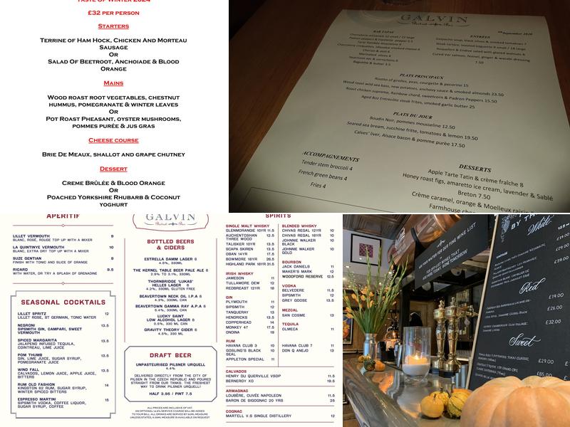 Galvin Bistrot & Bar Menu