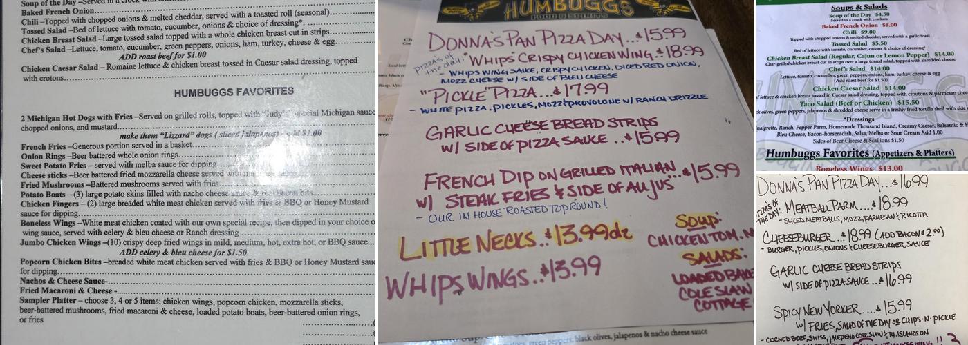 Humbuggs Menu
