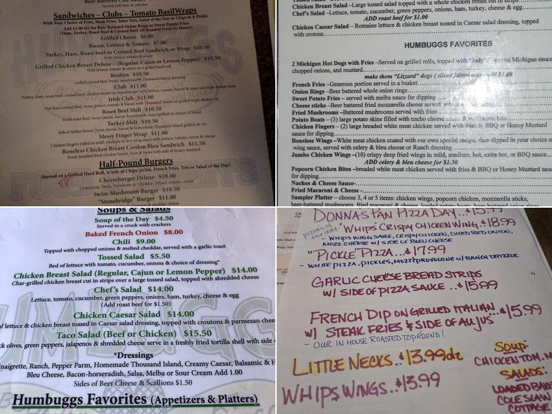 Humbuggs Menu