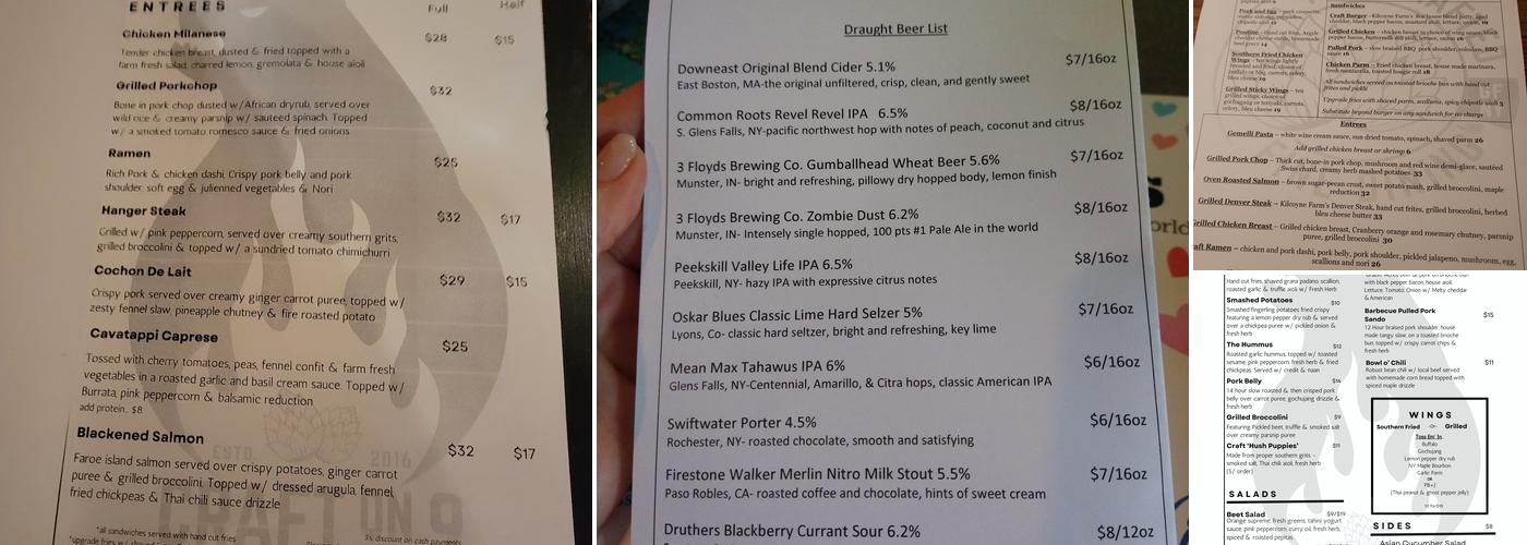 CRAFT on 9 Menu