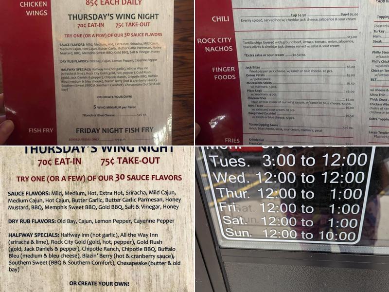 Halfway Inn Menu