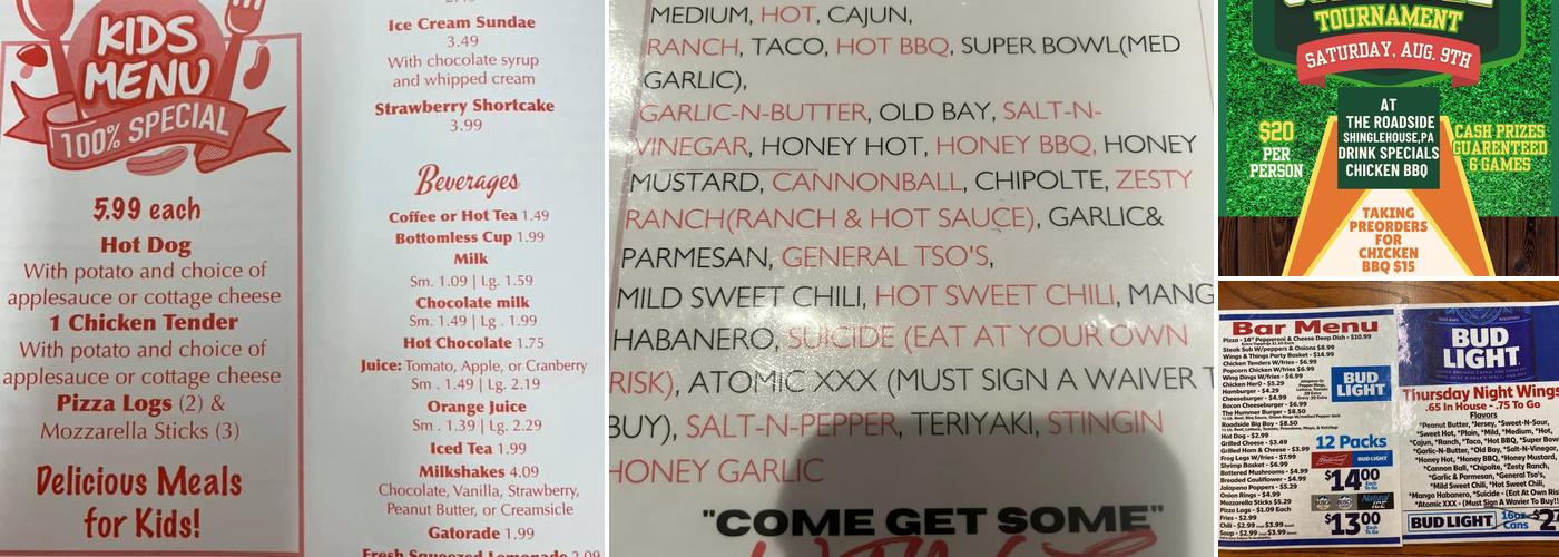 Roadside Inc Menu