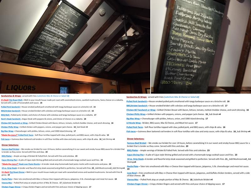 Waterside Wine Bar Menu