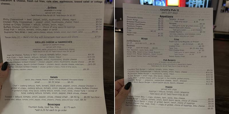 Country Pub 2 Menu