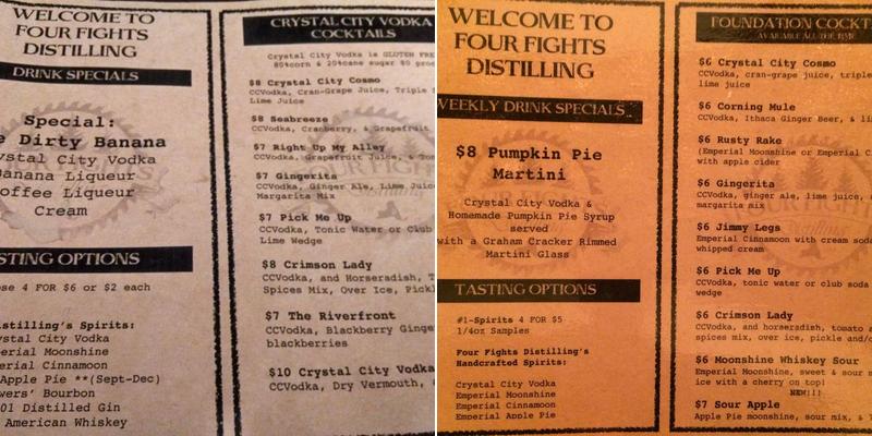 Four Fights Distilling Menu