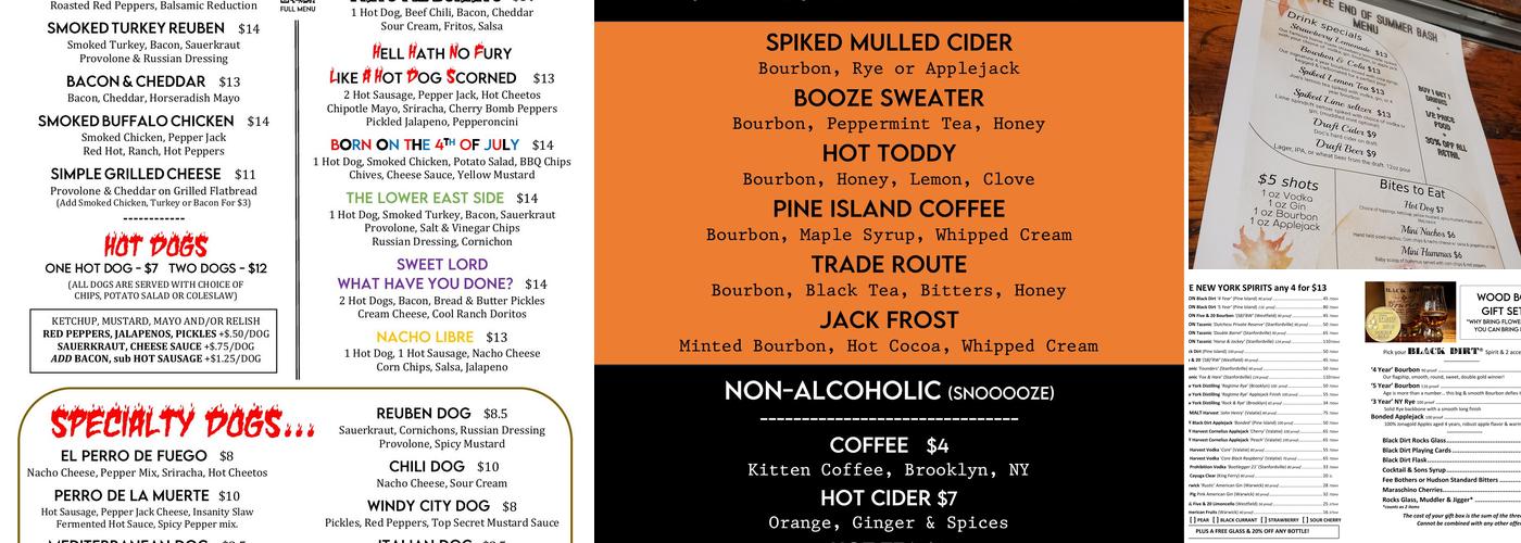 Black Dirt Bourbon Barn Menu
