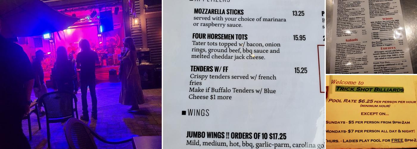 Trick Shot Billiard Hall & Wicked Eatery , Pub & Entertainment Menu