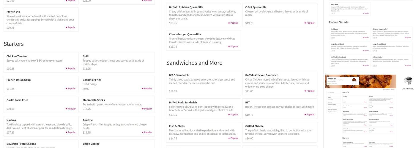 Rusty Nail Grill and Tavern Menu