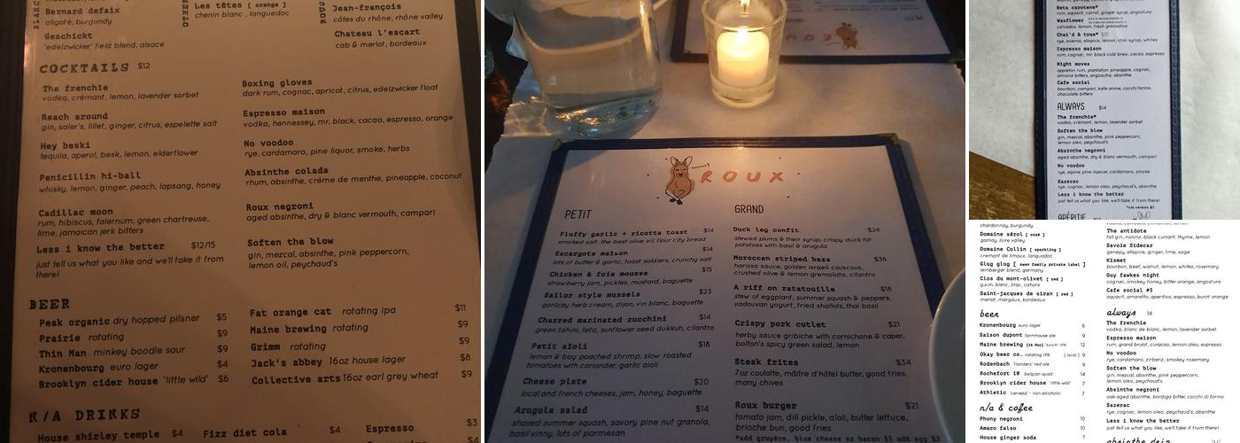 Roux Menu