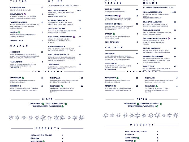The Inn Complete Menu
