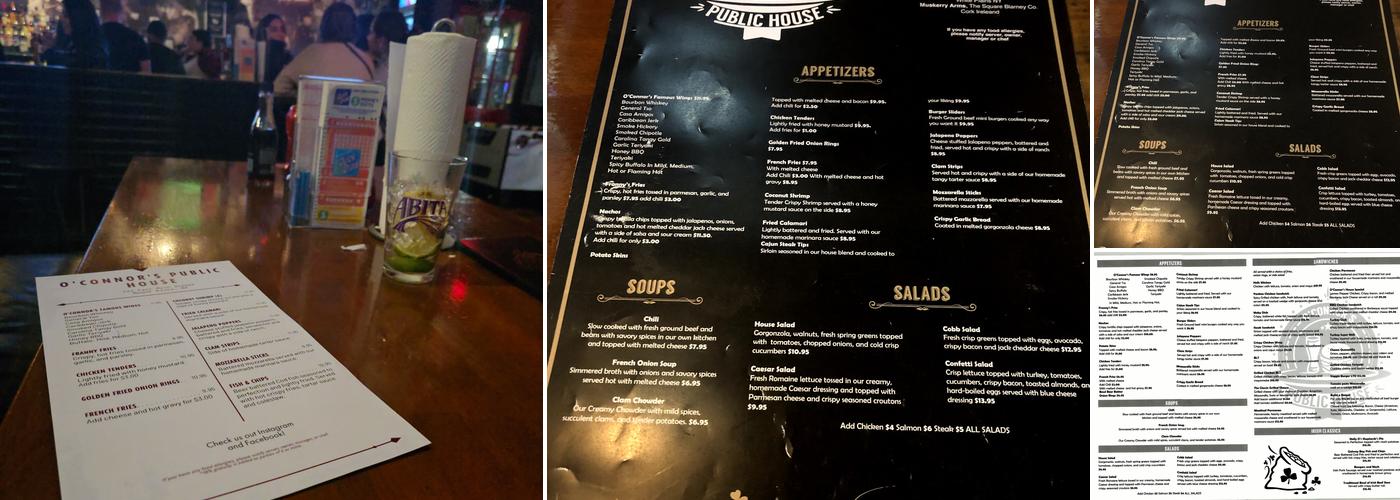 O'Connor's Public House Menu