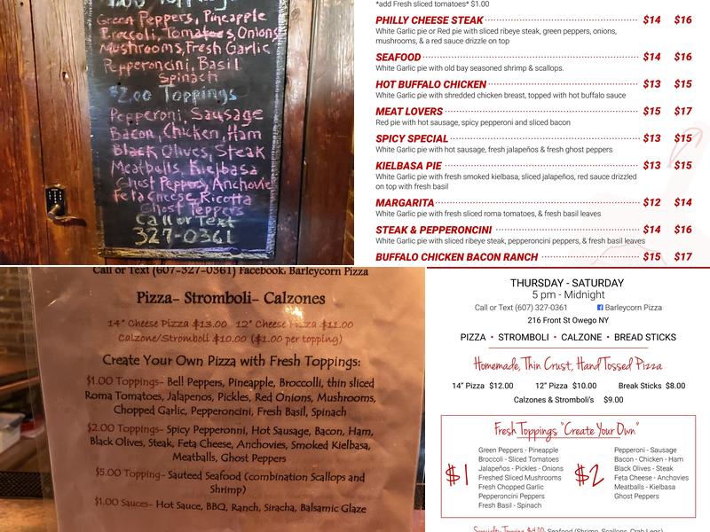 The John Barleycorn Tavern Menu