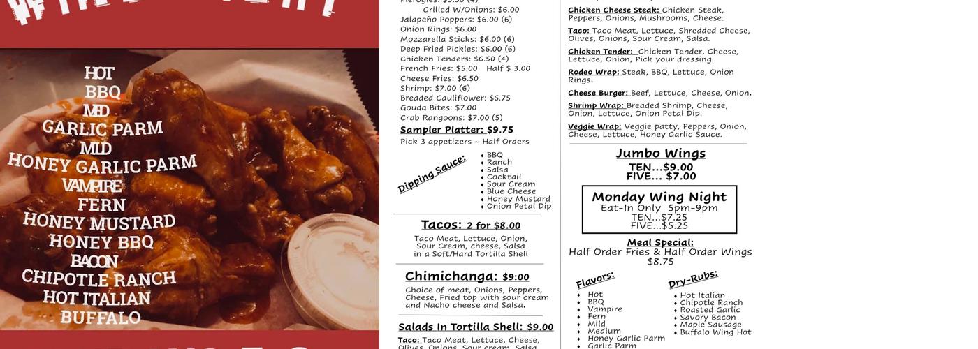 Milltown Inn Inc Menu