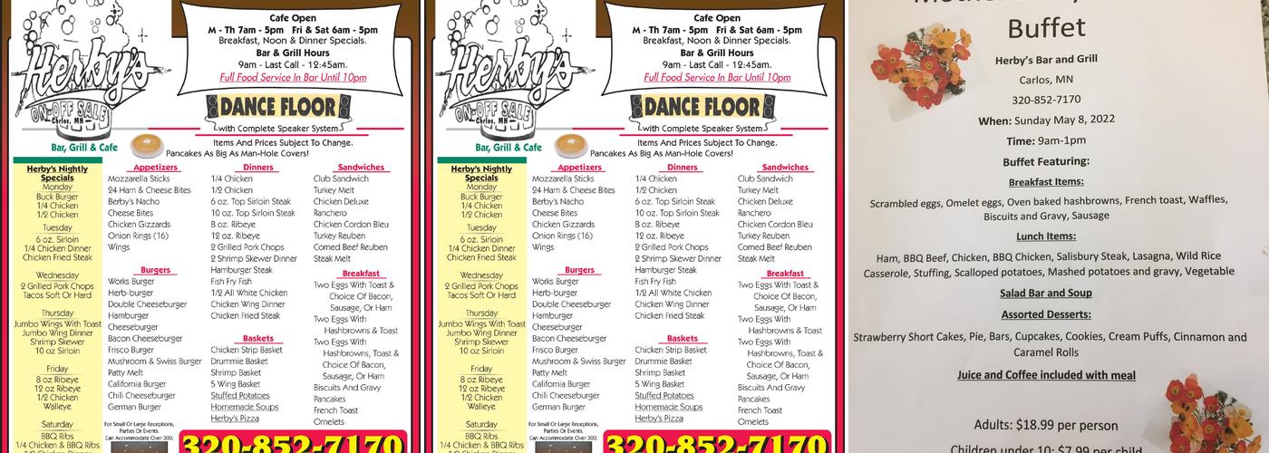 Herby's Bar Grill & Cafe Menu