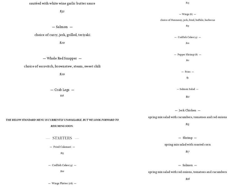 Klassique Bar & Restaurant Menu