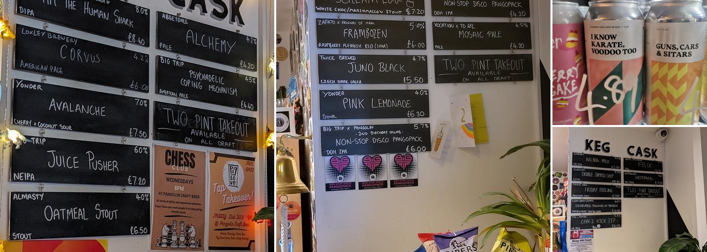 Pangolin Craft Beer Menu