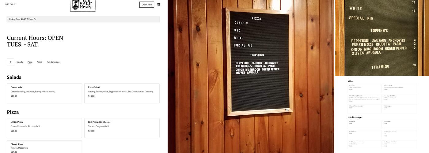 Half Moon Menu