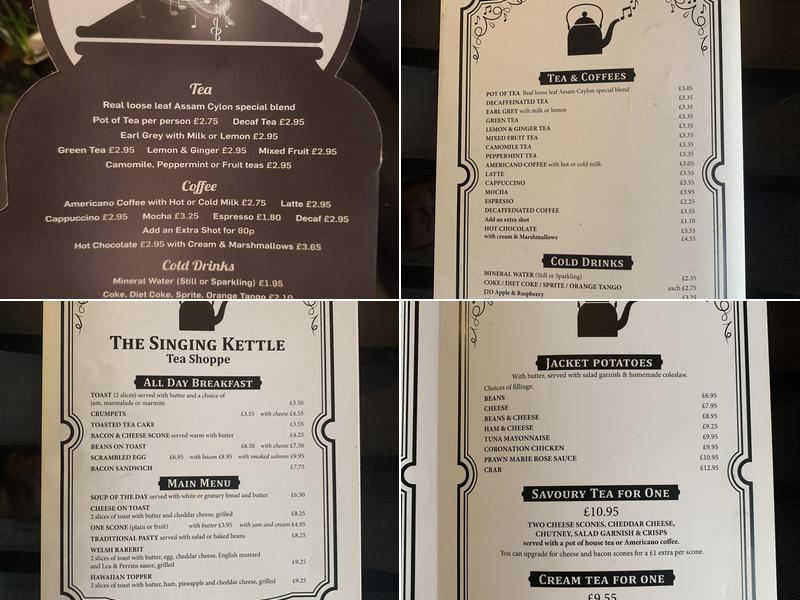 The Singing Kettle Menu