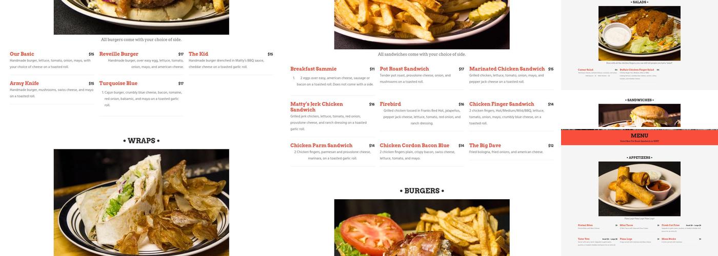 Matty's Menu