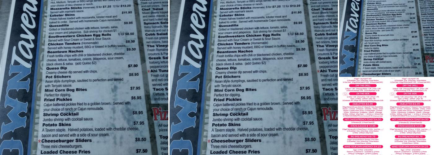 Beantown Tavern Menu