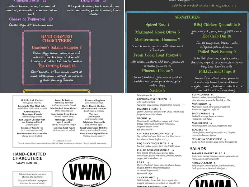 Vintner Wine Market Menu