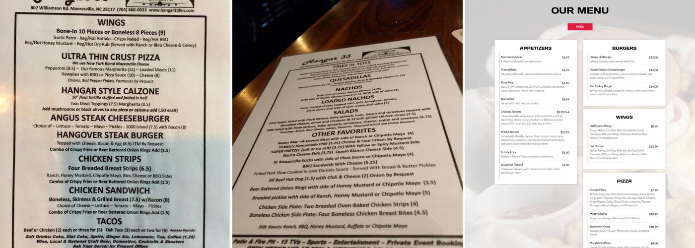Hangar 33 Menu