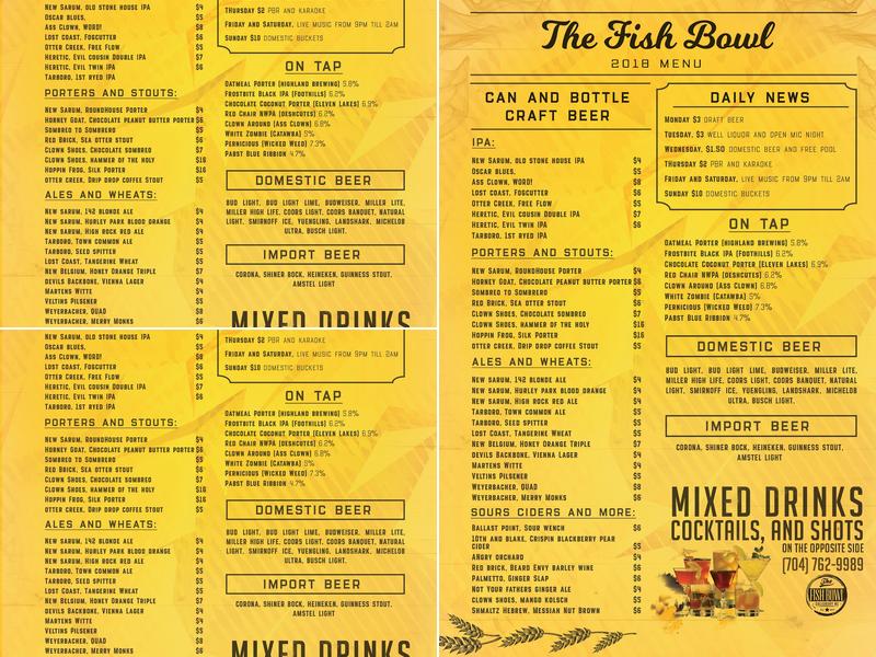 The Fish Bowl Menu