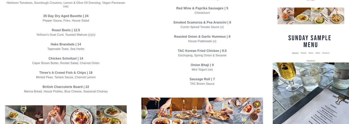 Three's a Crowd | Harrogate Menu