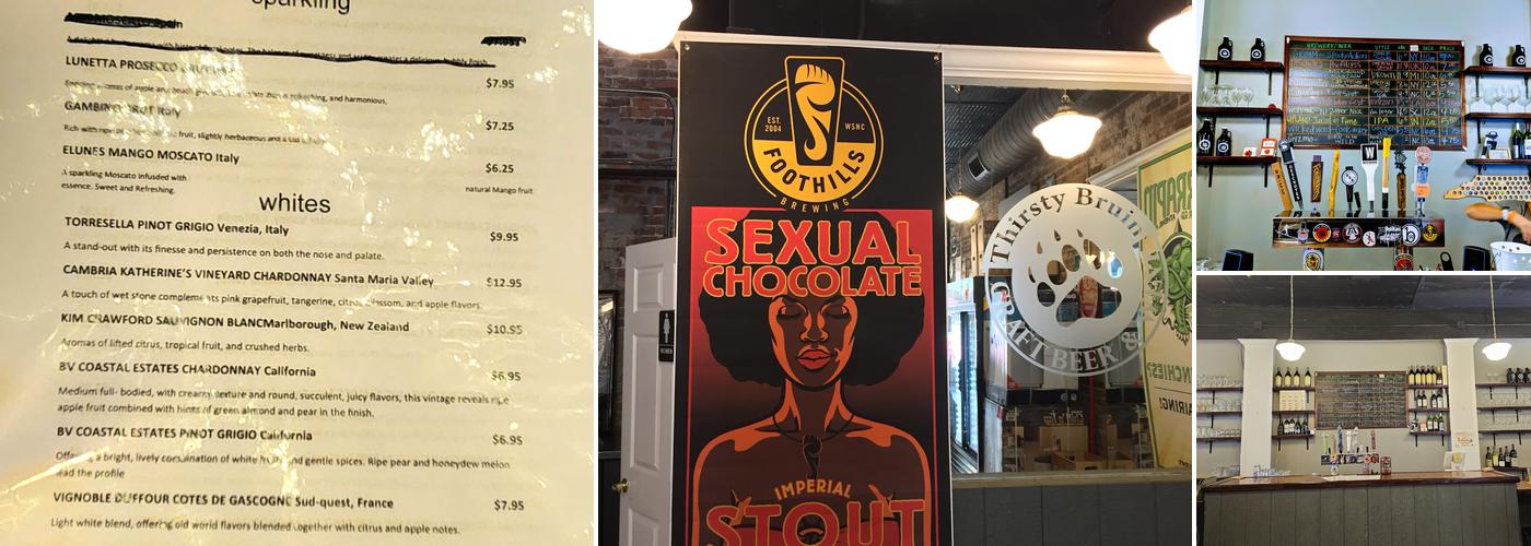 The Bruin Craft Beer and Wine Menu