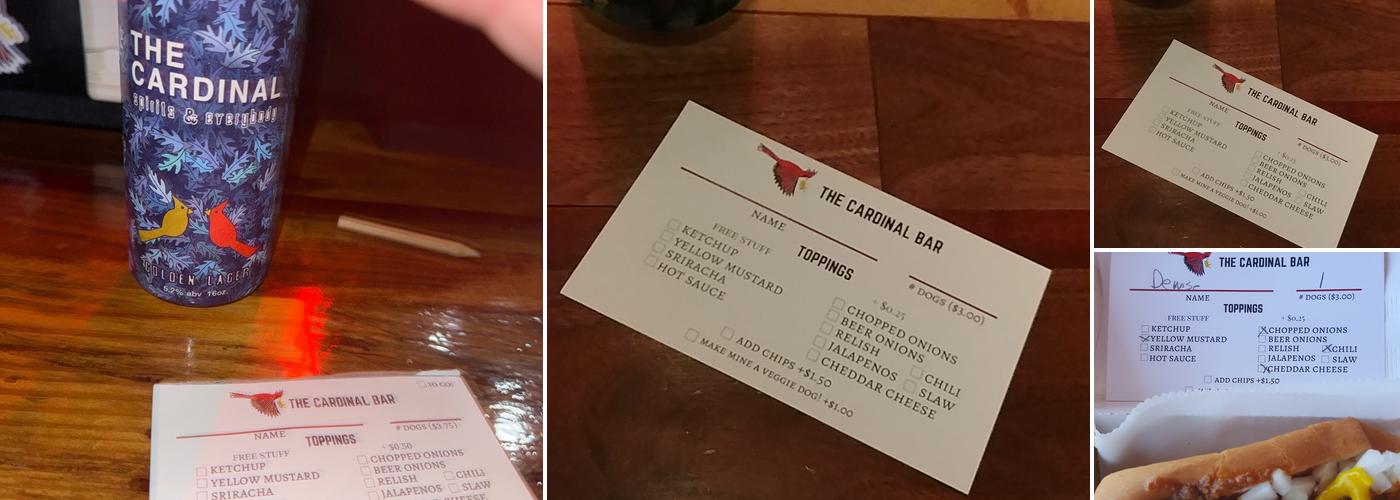 The Cardinal Bar Menu