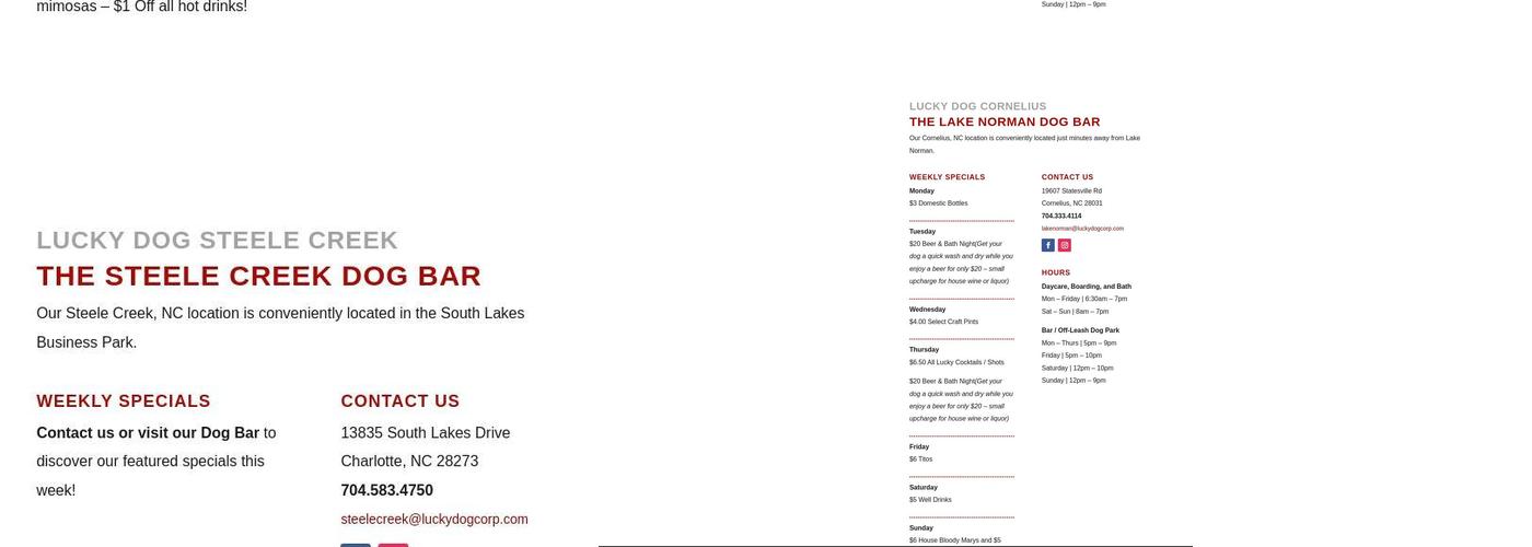 Lucky Dog Bark - Lake Norman Menu