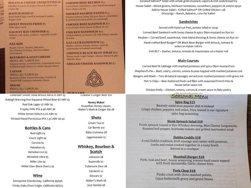 Trali Irish Pub & Restaurant Menu