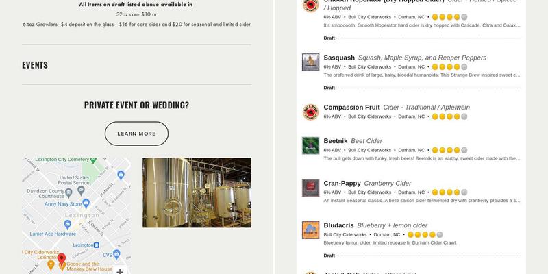 Bull City Ciderworks Lexington Menu