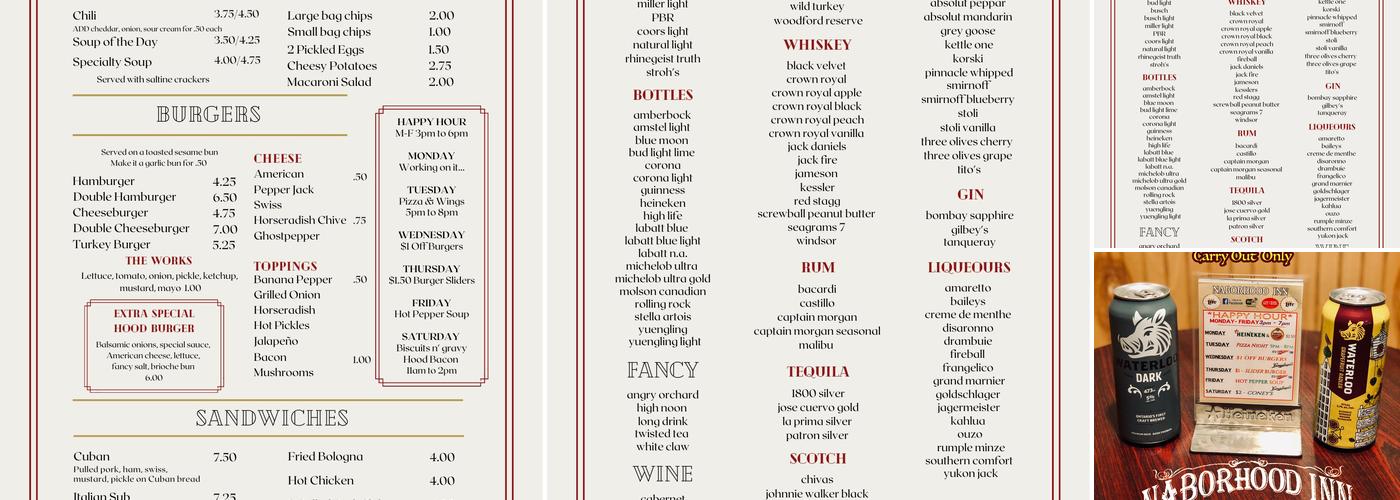 Naborhood Inn Menu